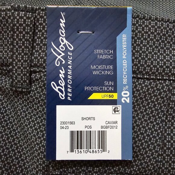 Ben Hogan Mens Golf Shorts Black Performance Active Waistband Pockets Flat Front - Picture 4 of 6